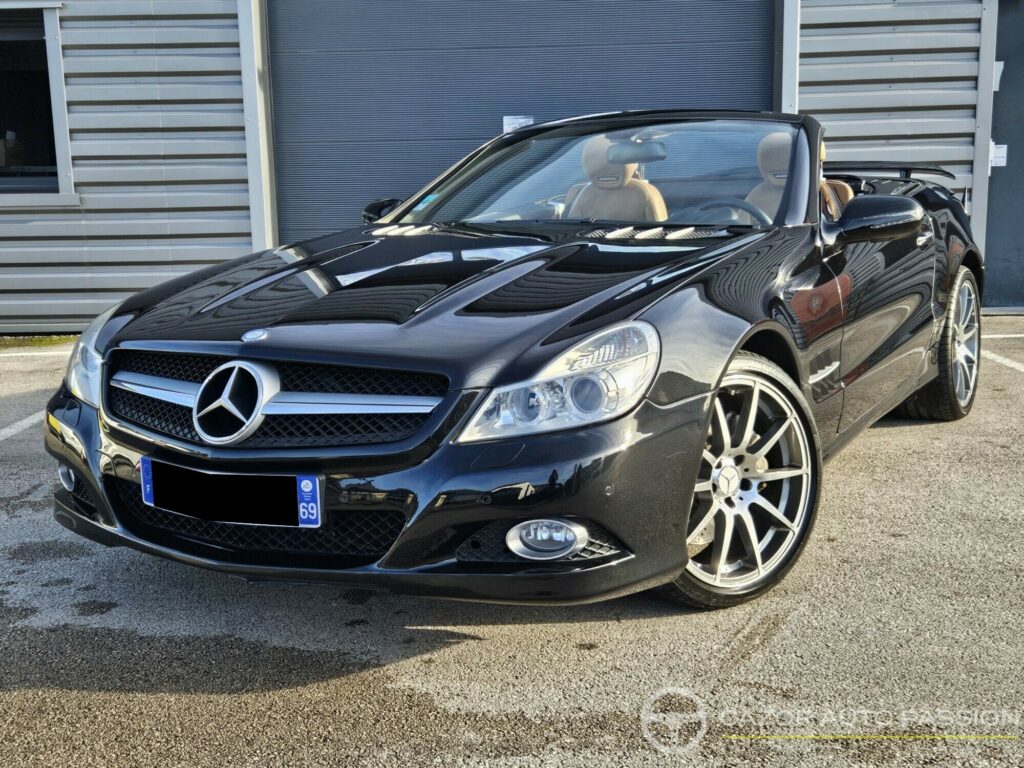 Mercedes SL 500 R230 – vue trois-quarts avant décapotée
